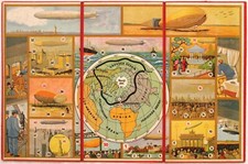 Vecchio gioco da tavolo Graf Zeppelin giro del mondo. Vecchio gioco dirigibile. Vecchio gioco da tavolo