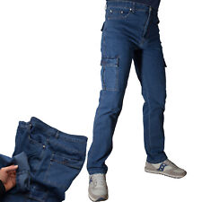 Jeans Cargo Uomo Pantalone Da Lavoro Con Tasche Laterali Tasconi Elasticizzato 