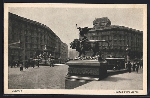 Cartolina napoli piazza - cartolina, napoli,