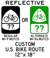 INSEGNA PERCORSO BICI USA PERSONALIZZATA (M1-9 MUTCD) 12"x18" HIP alluminio riflettente