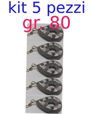 5 piombi grippa pesca piombo piatto carpfishing surfcasting con girella gr 80