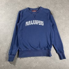 Parajumpers Felpa Uomo Blu Medio Pile Caleb PJS Spellout Girocollo