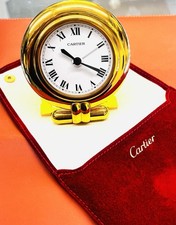 CARTIER-  GOLD PLATED COLISEE  TRAVEL AND   ALARM CLOCK - SUPERB CONDITION
