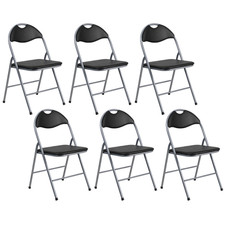 Set 1/6 Sedie Pieghevoli Imbottite Struttura in Metallo e PVC Cucina - Nero 6128