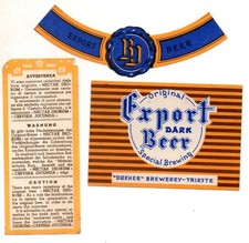 BIRRA DREHER TRIESTE EXPORT DARK BEER  lotto 3 etichette