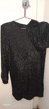 guess donna Tubino Morbido Paillettes Nero Xs Veste 42