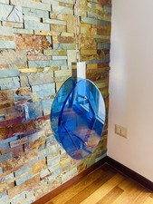 ? Veca Fontana Arte grande lampada a sospensione Vintage in vetro blu anni 70