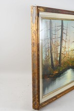 Antico quadro scuola napoletana olio su tela, firmato Esposito con cornice coeva