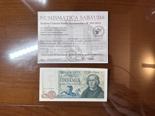 Banconota lire 5000 colombo - lire, ii