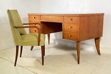 SCRIVANIA DA CENTRO DESIGN SEDIA SCRITTOIO ANNI 60 VINTAGE LEGNO 7 CASSETTI OLD