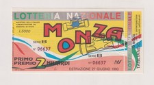 Biglietto Lotteria di Monza -