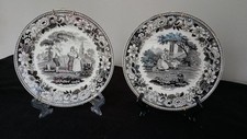 Coppia Piatti LEBEUF & THIBAULT MONTEREAU Ceramica Francese fine '800