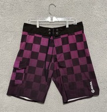 Atama Shorts Mens Size 34 35 Purple Checkered MMA Jiu Jitsu Lightweight Brazil
