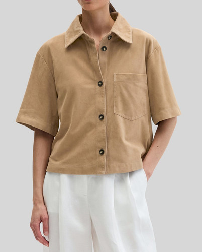 Giacca camicia pelle marrone