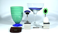 6. OGGETTI di design ° portafoglio in pelle vaso in vetro portauovo spilla