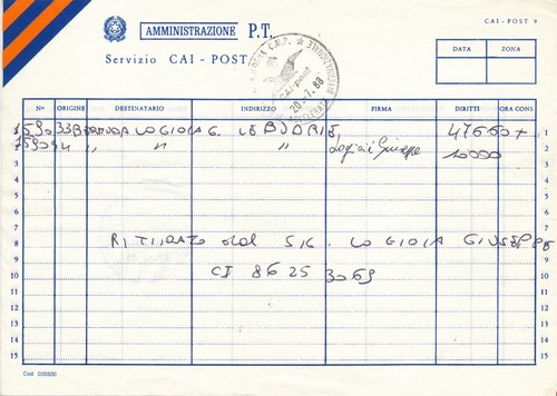 Italia 1978 modulo - italia, cai-post