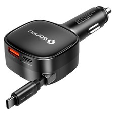 84W Max Retractable Fast Car Charger, Dual PD 33W USB C Car Charger, Cigarett...