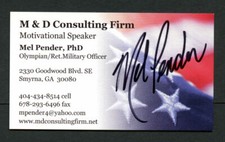 Biglietto da visita Mel Pender autografo firmato M&D società di consulenza BC375