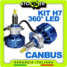 KIT H7 LED 360° LAMPADINE FARI LENTICOLARI AUTO 6000K LUCE BIANCA COPPIA CANBUS