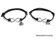 2 braccial uomo donna simbolo INFINITO orma zampa cane osso regalo  innamorati