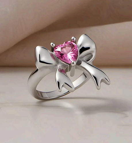 Anello fiocco cuore pietra - fiocco,