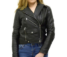 Giacca Donna Chiodo Vera Pelle Nero Classico Rock Moto Giubbino VIETRI LEATHER