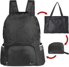 NUOVO Zaino Pieghevole Ultraleggero Nero 20 Litri per Outdoor Escursione Festival