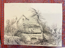 antico disegno ottocento paesaggio, old master drawing, alte zeichnung