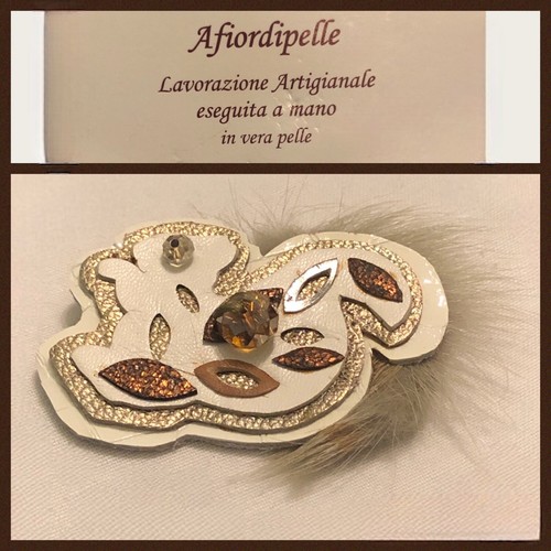 Spilla donna pelle - donna, bianca