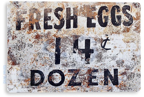 Insegna latta uova fresche 14c - latta,