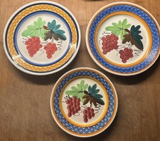3 Piatti Richard Ginori Mondovi Decoro Uva Policroma  Dipinti A Mano Primi 900