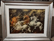 Gianni Testa - Olio su tela 50 x 70 - Quattro Cavalli -  Anni 70