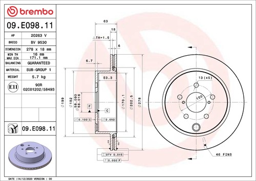 Brembo e098 discofreno - 09.e098.11,
