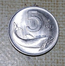 5 lire delfino 1971 Fdc