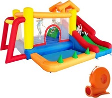 Castello Gonfiabile Per Bambini Con Scivolo 343x280x203 Cm Parco Acquatico