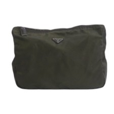 Borsa Prada Triangolo Logo Nylon Pelle Cachi Zip Vintage Autentica