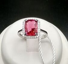 ANELLO ENGAGEMENT IN ORO BIANCO 18 KT. TIT. 750 CON RUBINO E BRILLANTI.