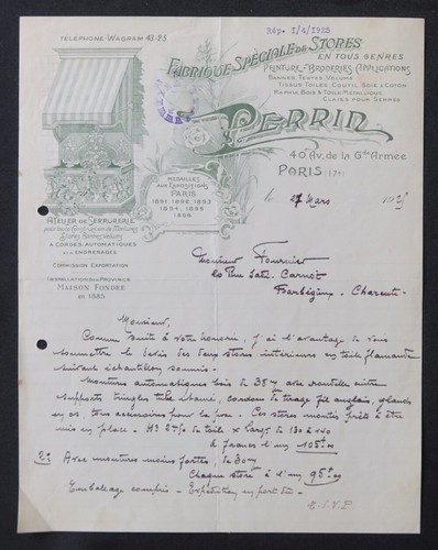 Facture paris 1925 perrin - facture,
