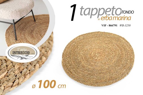 Tappeto tondo erba marina - tappeto,