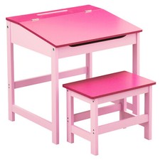 Set mobili sedia tavolo e sgabello scrivania studio attività bambini rosa