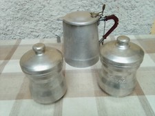 Set da Caffè in alluminio Caffettiera + barattoli caffè e zucchero- Vintage