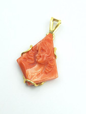 ciondolo Cameo Artigianale corallo  Di Sardegna Naturale e Argento Pendente Oro
