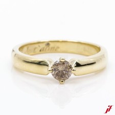 Solitario 585/14K Oro Giallo Diamante Brillante 0,4 CT Gr.59 - Valore