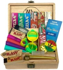 Jumbo Wooden Rolling Box Set Stash Box Cone Tube Set Rolling Paper Package