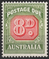 SgD138 Sn:#J92a 1958 8d AUSTRALIA affrancatura dovuta 1958 - senza filigrana