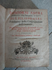 San Filippo Neri Discorsi sacri Torino Zappata 1744