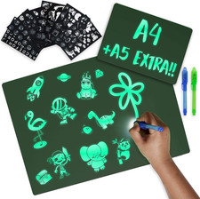 Lavagna Luminosa per Bambini A4 E A5, 6 Stencil E 2 Penne Spia -  | Lavagna Magi