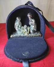 PRESEPE NATIVITA NATALE RIVESTITA in ARGENTO 925% con CAPANNA VELLUTO Blù 10246