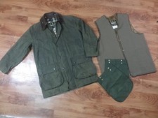 Barbour Border Vintage (C40/102, L/XL) - Giacca Cerata Verde con Pile Interno Or
