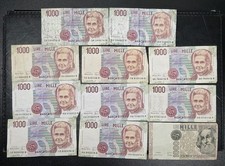 Lotto 11 Banconote 1000 Lire Italiane 1982 e 1990 Mille Lire Moneta Vintage